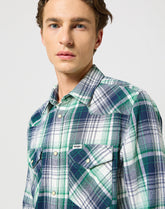 Męska Koszula Wrangler Western Shirt Green Blue 112357242 W5B4017986